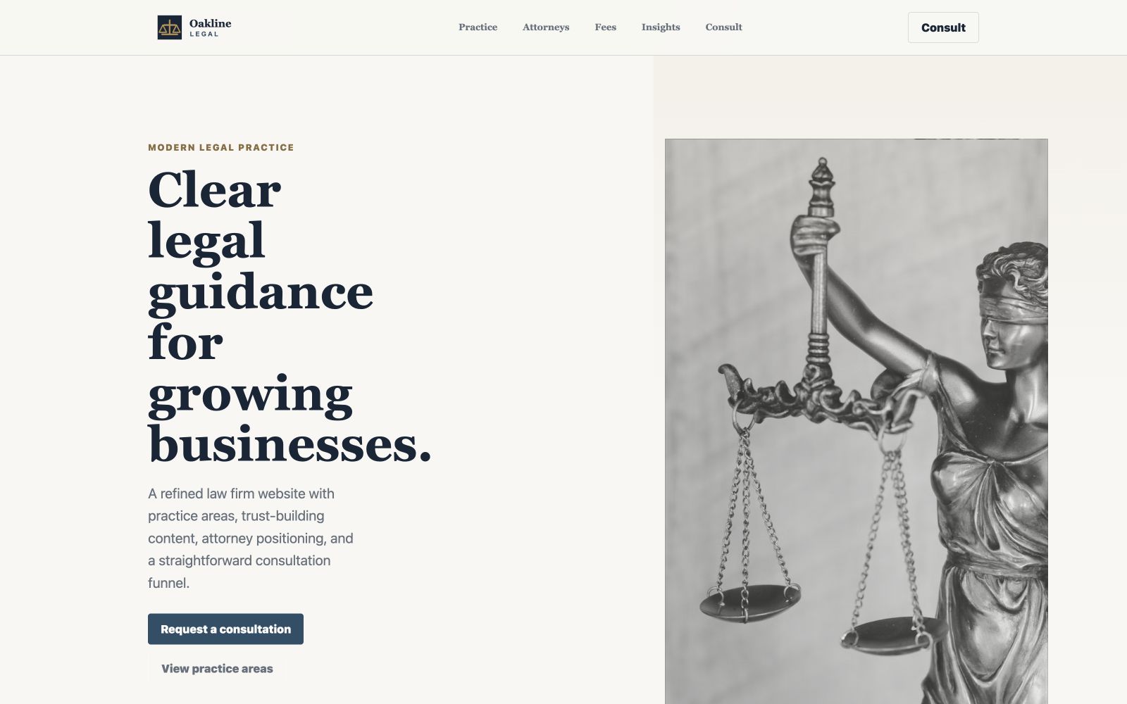 Oakline Legal desktop homepage screenshot